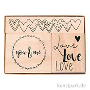 Artikelbild des Artikels “Holzstempelset - Liebe, 3,2x3,8 cm - 8,1x1,6 cm, 3 Stück “