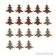 Artikelbild des Artikels “Holzstreuteile, Bäume Braun / Gold Glitzer, 2 cm, 18 Stück “
