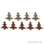 Artikelbild des Artikels “Holzstreuteile, Bäume Braun / Gold Glitzer, 4 cm, 9 Stück “