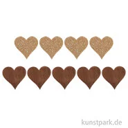 Artikelbild des Artikels “Holzstreuteile, Herzen Braun / Gold Glitzer, 4 cm, 9 Stück “
