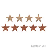 Artikelbild des Artikels “Holzstreuteile, Sterne Braun / Gold Glitzer, 4 cm, 9 Stück “