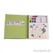 Artikelbild des Artikels “Kinder Malblock mit Wasserfarben, 15,8 x 18,7 cm, 29 Motive, Dino “
