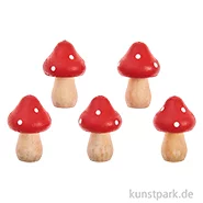 Artikelbild des Artikels “Kleine Holz Pilze, Rot Weiß, 3,5 x 2,4 cm, 5 Stück “