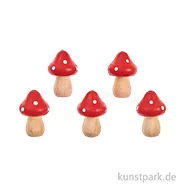 Artikelbild des Artikels “Kleine Holz Pilze, Rot Weiß, 3 x 2,2 cm, 5 Stück “
