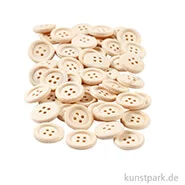 Artikelbild des Artikels “Knöpfe aus unlackiertem Holz, 4 Loch 15 mm - 50 Stück“