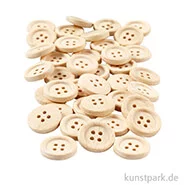 Artikelbild des Artikels “Knöpfe aus unlackiertem Holz, 4 Loch 18 mm - 40 Stück“
