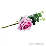 Artikelbild des Artikels “Kunstblume zartlila Rose mit Eukalyptus, Länge 28 cm “