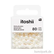 Artikelbild des Artikels “Kunststoffperlen, Perlweiß Mix, 6 mm Durchmesser, 80 Stück “