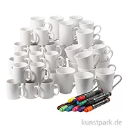 Artikelbild des Artikels “XXL Set - 48 Porzellantassen mit Stiften zum Bemalen “