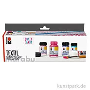 Artikelbild des Artikels “Marabu Textil Stoffmalfarben Set, Sweet Candy, 4 x 15 ml + Zubehör “