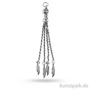 Artikelbild des Artikels “Metall-Quaste mit Federn - Altsilber, 10 cm, 1 Stück “