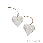 Artikelbild des Artikels “Metallherz Weihnachtsanhänger, Weiß, 2 Stück, 6 x 6,2 x 1,4 cm “