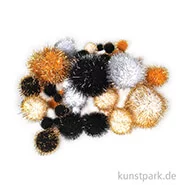 Artikelbild des Artikels “Metallic-Pompons, 50 Stück sortiert - Schwarz-Gold “