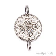 Artikelbild des Artikels “Mini-Anhänger Metall - silberne Münze mit 2 Ösen, 4 Stück “