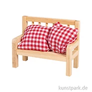 Artikelbild des Artikels “Mini Holzbank mit 2 Kissen, Rot Weiß, 8 x 3,5 x 6,2 cm “
