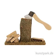 Artikelbild des Artikels “Mini-Holzstock mit Axt 6 cm “