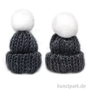 Artikelbild des Artikels “Mini Strick-Mützen, Dunkelgrau, 4,5 cm, 2 Stück “