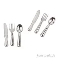 Artikelbild des Artikels “Miniatur Besteck, 12-teilig, Silberfarbig, ca. 2 cm “