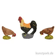 Artikelbild des Artikels “Miniatur Hahn mit Hühner, 3,5 cm, 3er Set “