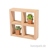 Artikelbild des Artikels “Miniatur Holzregal + 2 Pflanzen, 7,4 x 2 x 7,4 cm “