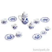 Artikelbild des Artikels “Miniatur Kaffeeservice, Weiß-Blau, Keramik, 1-3,5 cm, 15-teilig “