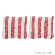 Artikelbild des Artikels “Miniatur Kissen, Rot gestreift, 2,8 x 2,8 cm, 2 Stück “