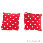 Artikelbild des Artikels “Miniatur Kissen, Rot mit weißen Punkten, 2,8 x 2,8 cm, 2 Stück “