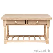 Artikelbild des Artikels “Miniatur Küchentisch mit Schubladen, Naturholz, 12,8 x 6,8 x 7 cm “