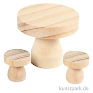 Artikelbild des Artikels “Miniatur Möbelset - Tisch + Hocker aus Holz, 2,5 x 2,5 cm “