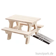 Artikelbild des Artikels “Miniatur Picknick-Tisch mit Bank, Holz, 8 x 5,5 cm “