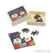 Artikelbild des Artikels “Miniatur Puzzle in Holzbox, Weihnachtsbären, 5,5 cm, 16-teilig “