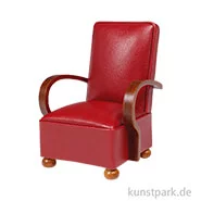Artikelbild des Artikels “Miniatur Sessel, Art Deco, Nussbaum-Leder Rot, 7 x 6 x 9,5 cm “