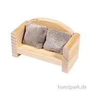 Artikelbild des Artikels “Miniatur Sofa + 2 Kissen, Holz, 8,5 x 3,9 x 5,3 cm “