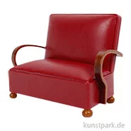 Artikelbild des Artikels “Miniatur Sofa, Art Deco, Nussbaum-Leder Rot, 12,5 x 6 x 9,5 cm “