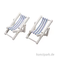 Artikelbild des Artikels “Miniatur Sonnenliegen, Holz, Blau Weiß, 9 x 5,5 cm, 2 Stück “