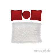 Artikelbild des Artikels “Miniatur Teppich + Kissen, Wohnzimmer Set, Rot-Weiß, 4-teilig “