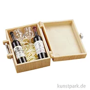 Artikelbild des Artikels “Miniatur Weinbox mit Flaschen, Holz, 4,5 x 3,3 x 2 cm “
