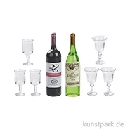 Artikelbild des Artikels “Miniatur Weinflaschen + Gläser, 8-teilig, 4,5 cm “