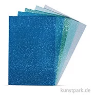 Artikelbild des Artikels “Moosgummi Platten Glitter - Blau-Grün, selbstklebend, 5 Stück “
