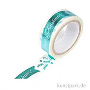 Artikelbild des Artikels “Motiv-Klebeband Washi-Tape Hotfoil Eisblau Merry Christmas, 15 mm, 5 m Rolle “