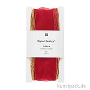 Artikelbild des Artikels “Organzaband mit Drahtkante, Rot Gold, 38 mm x 3 Meter “