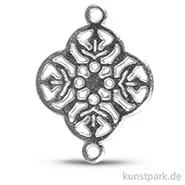 Artikelbild des Artikels “Metall-Zierelement mit Ösen - Ornament Blume, 15 mm, 1 Stück Silber“