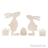 Artikelbild des Artikels “Osterhasen aus Holz mit Ei zum Stellen, 5-teilig “