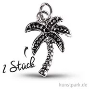 Artikelbild des Artikels “Palme - Metall-Anhänger mit Öse - Silber, 17 mm, 2 Stück “