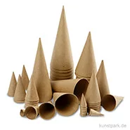 Artikelbild des Artikels “Pappkegel - Sortiment Rund, Größe 4-20 cm, 50 Stück sortiert “