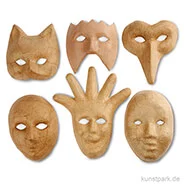 Artikelbild des Artikels “Pappmaché - Masken, Größe 12-21 cm, handgearbeitet, 6 Stück sortiert “