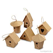 Artikelbild des Artikels “Pappmaché - Mini-Vogelhäuser, handgemacht, Höhe 7 cm, 6 Stück sortiert “