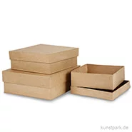 Artikelbild des Artikels “Pappschachtel-Set - quadratisch, handgearbeitet, 3 Stück sortiert “