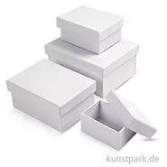 Artikelbild des Artikels “Pappschachtel-Set - Rechteckig, weißer Karton, handgearbeitet, 4 Stück “