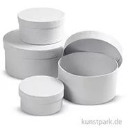 Artikelbild des Artikels “Pappschachtel-Set - rund, weißer Karton, handgearbeitet, 4 Stück “